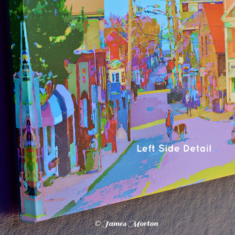 Bearskin Neck Rockport Ma Art Print on Canvas Locally Made by the Artist. Left Side View of Canvas.