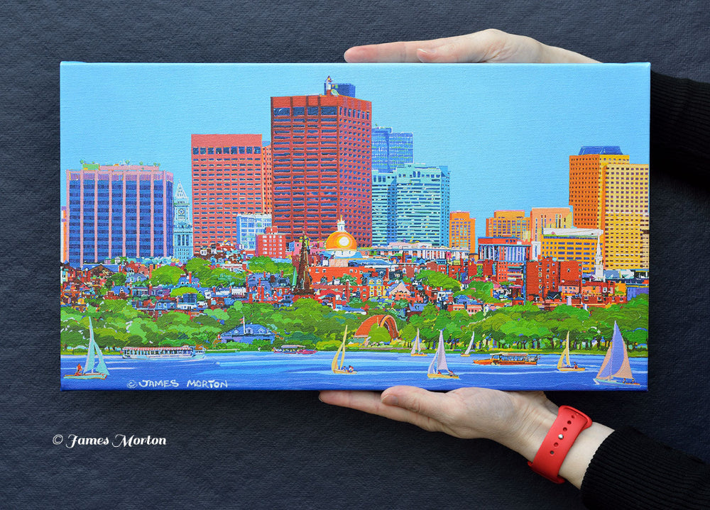Boston Skyline Painting of Beacon Hill and the Charles River - Canvas Print by James Morton