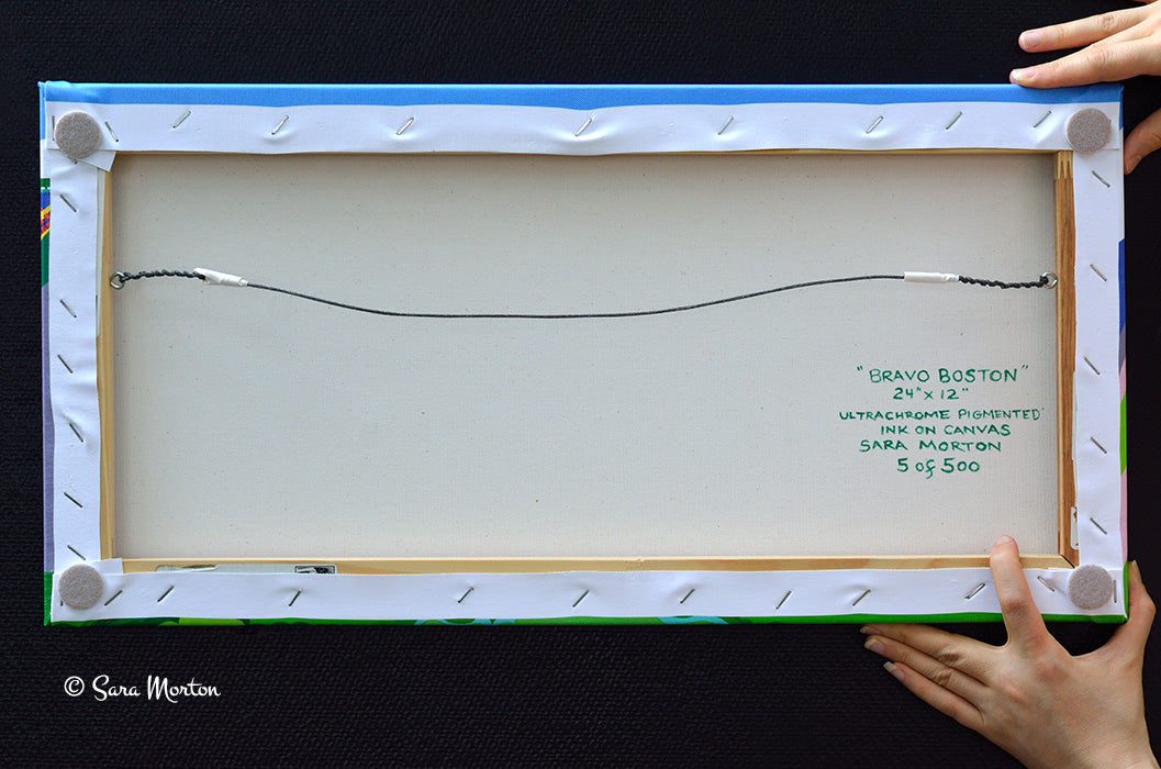 Boston Canvas Print of Painting with Fenway Park, Citgo Sign, Hatch Shell, State House and Sailboats. Stretched 24in x 12in. Ready to Ship.