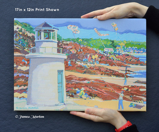 Handheld 17x12 Canvas Print of Ogunquit Light for Scale – Maine Lighthouse Wall Art