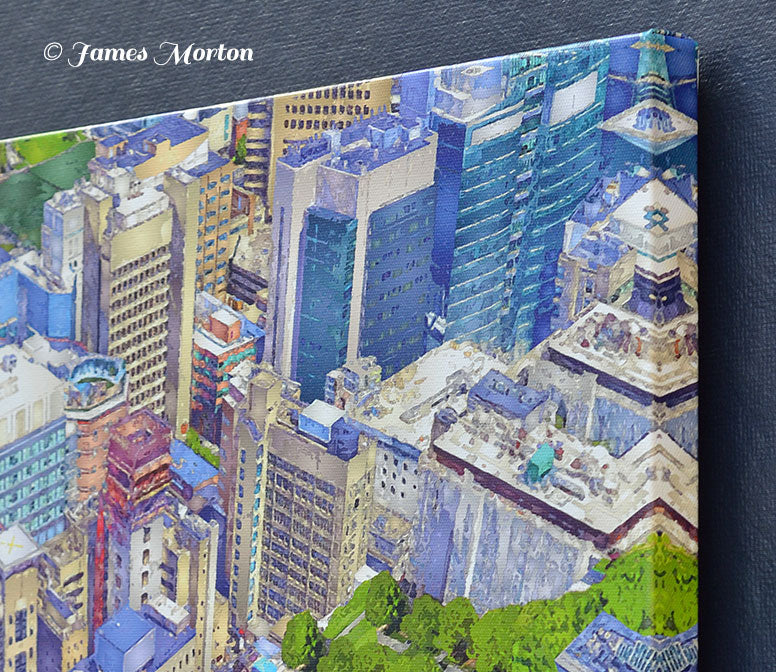 Canvas Art print capturing the beauty of Longwood Medical Area in Boston. Detail of upper right corner.