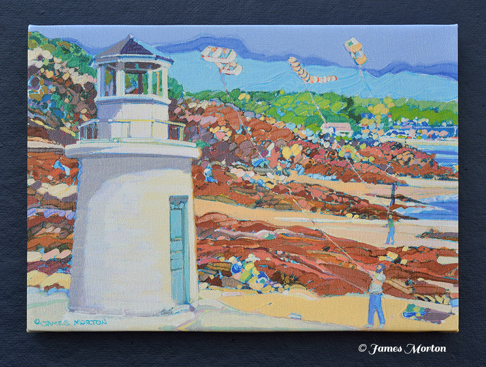 Front View of Ogunquit Light Stretched Canvas Art – Marginal Way Lighthouse Print