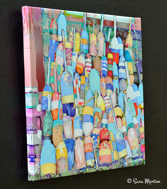 Art Print of Rockport MA Lobster Buoys on stretched canvas