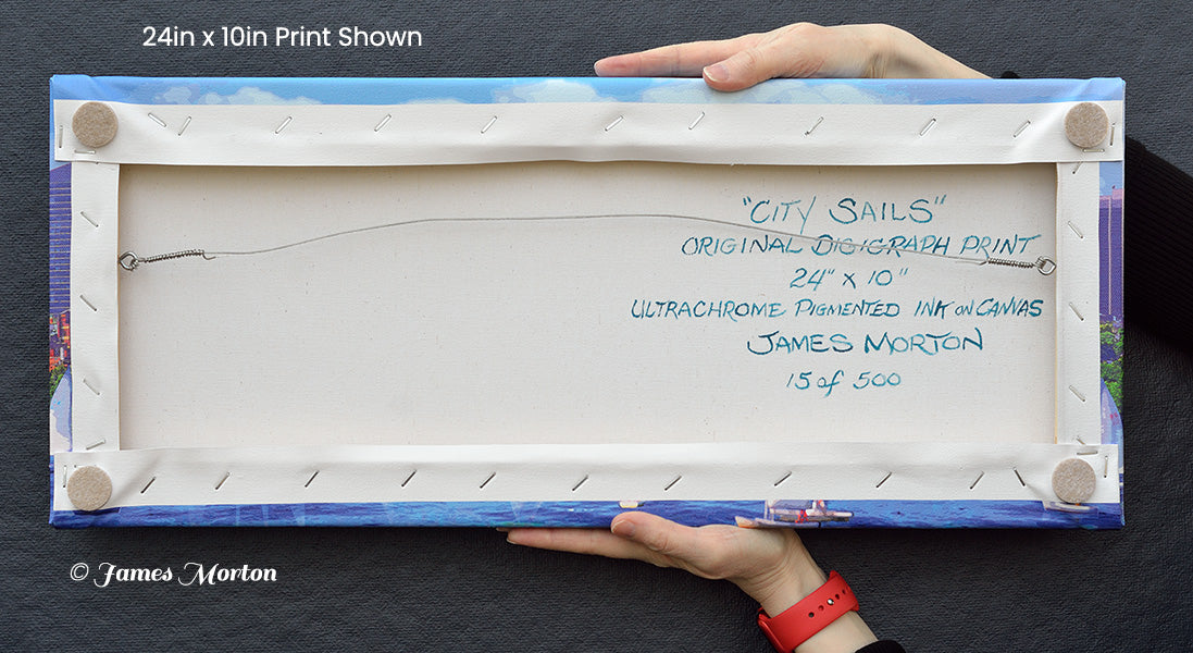 Boston Skyline Canvas Art Print of Beacon Hill Charles River - Stretched 24" x 10" - Ready to Ship