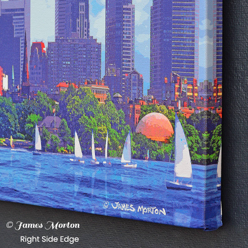 Boston Skyline Canvas Art Print of Beacon Hill Charles River - Stretched 24" x 10" - Ready to Ship