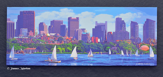 City of Boston Skyline Canvas Print of Beacon Hill and Charles River - 36in x 14in - Ready to Ship