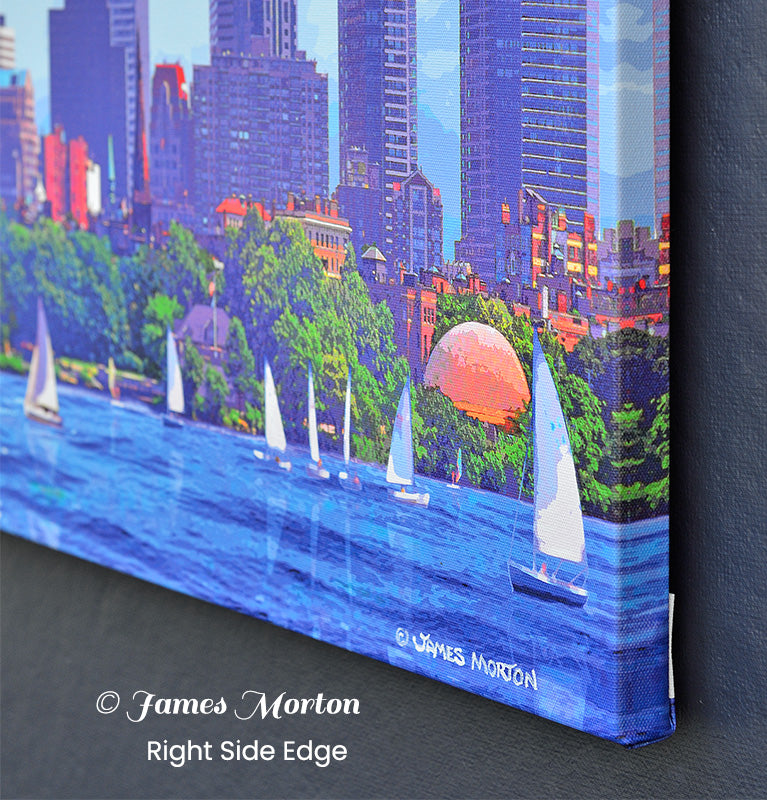 City of Boston Skyline Canvas Print of Beacon Hill and Charles River - 36in x 14in - Ready to Ship