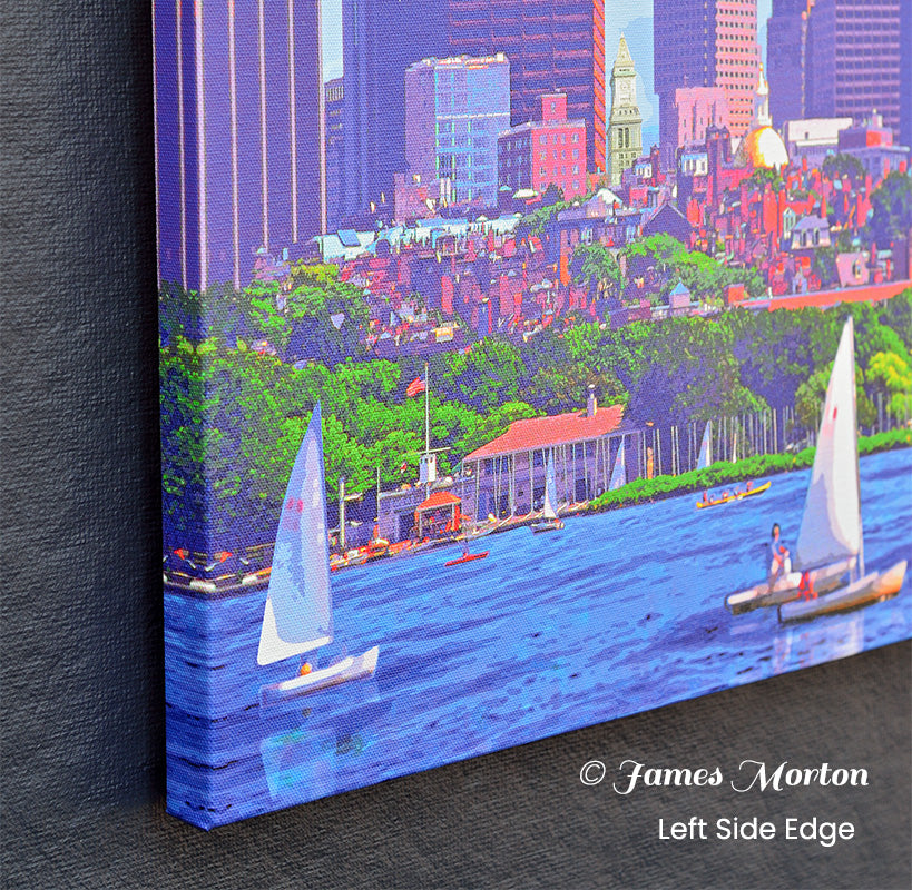 City of Boston Skyline Canvas Print of Beacon Hill and Charles River - 36in x 14in - Ready to Ship