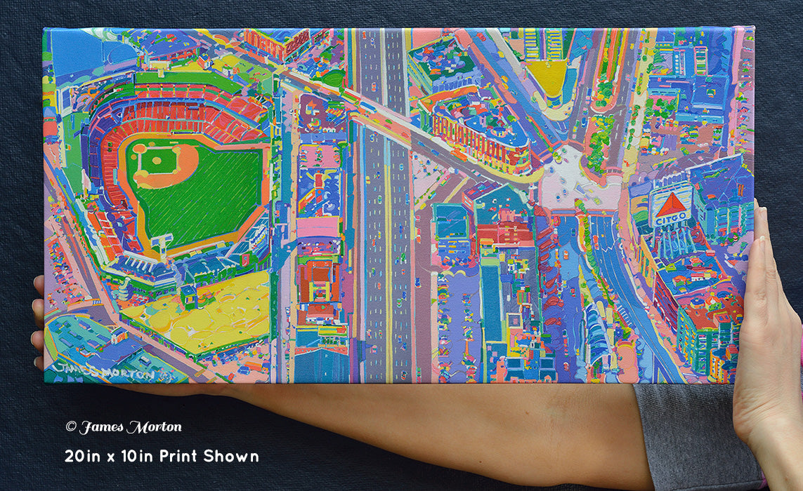 Fenway Park and Kenmore Square Boston canvas painting print 20x10 ready to hang aerial view