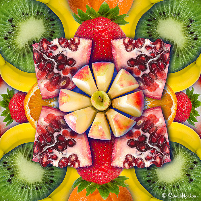 Kaleidoscope Collage- Pomegranate Pop - Fruit Art Print