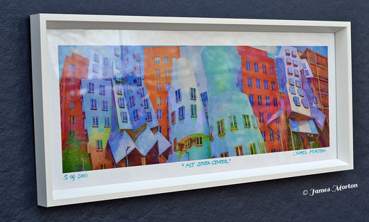 MIT Stata Center Art Print on Canvas with white frame. Cambridge MA USA. Limited edition print signed by the Artist.