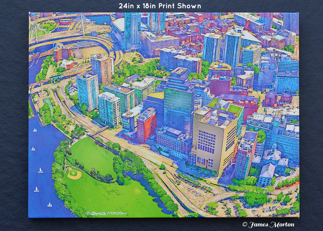 Canvas Art Print of Boston MA West End. Mass Eye and Ear & Mass General Hospital - Stretched 24" x 18" - Ready to Ship