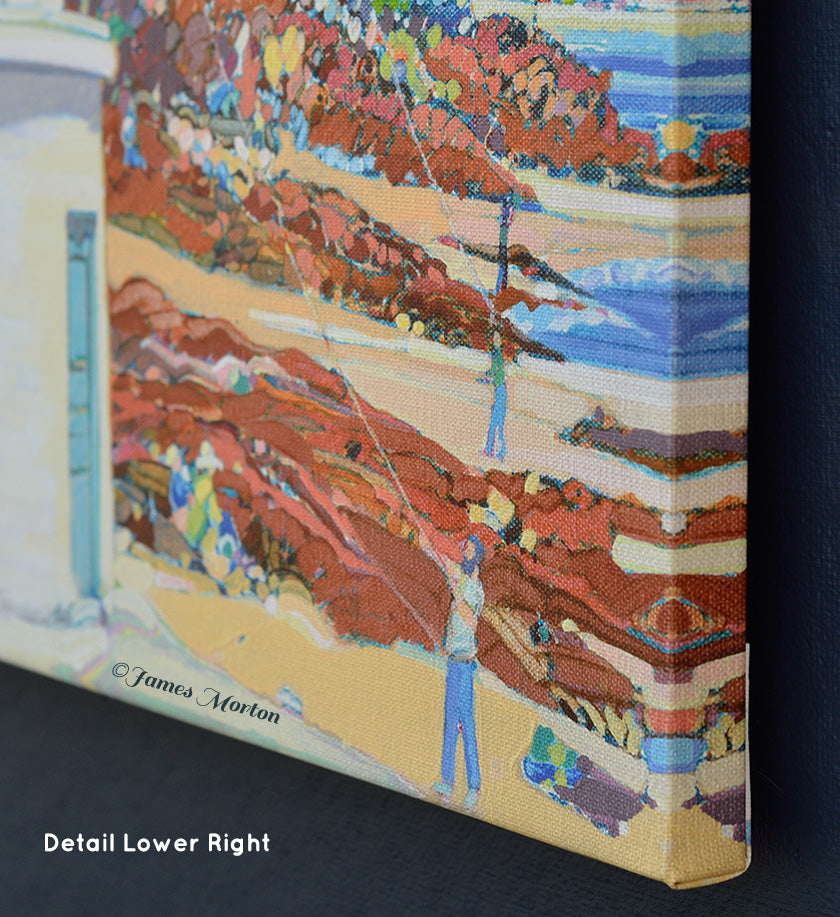 Lower Right Corner of Canvas Edge Showing Kite Flyer – Detail from Ogunquit Lighthouse Painting