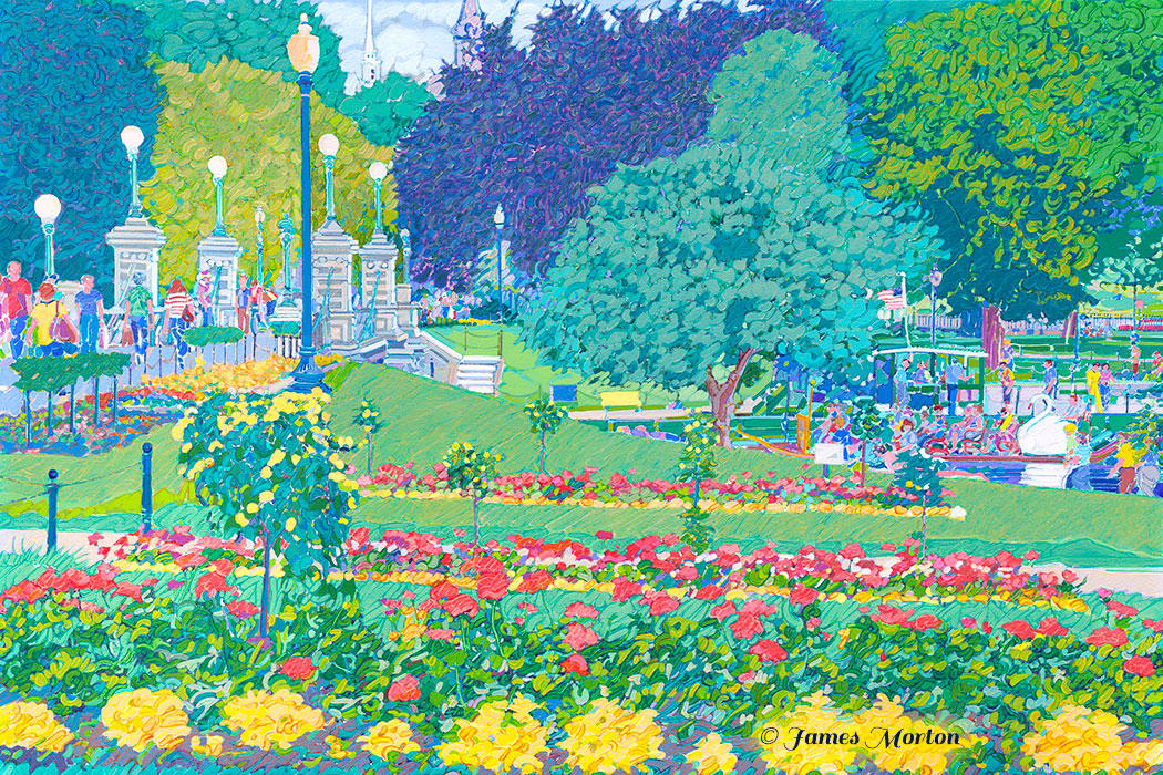 Boston Public Garden Canvas Print - Swan Boats and Spring Beauty - Authentic Boston Art Print. Massachusetts