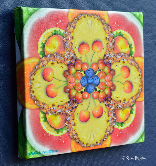Fruit Art Print - Pineapple Pirouette - Kaleidoscope Collage