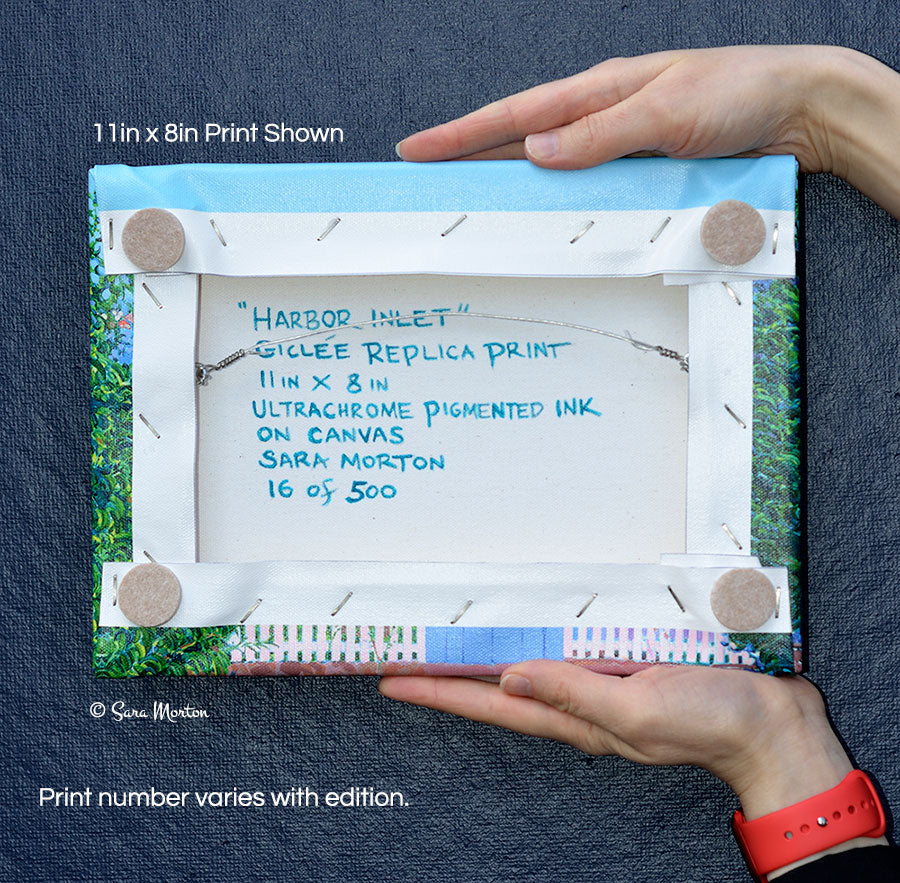 Painting of Rockport MA Harbor Inlet with Sailboats in Bearskin Neck