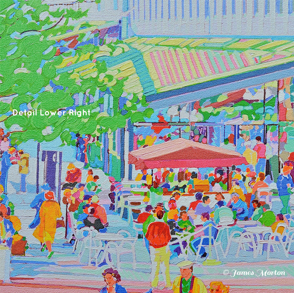 Quincy Market Boston Painting - Stretched Canvas Print - 36in x 24in - Ready to Ship