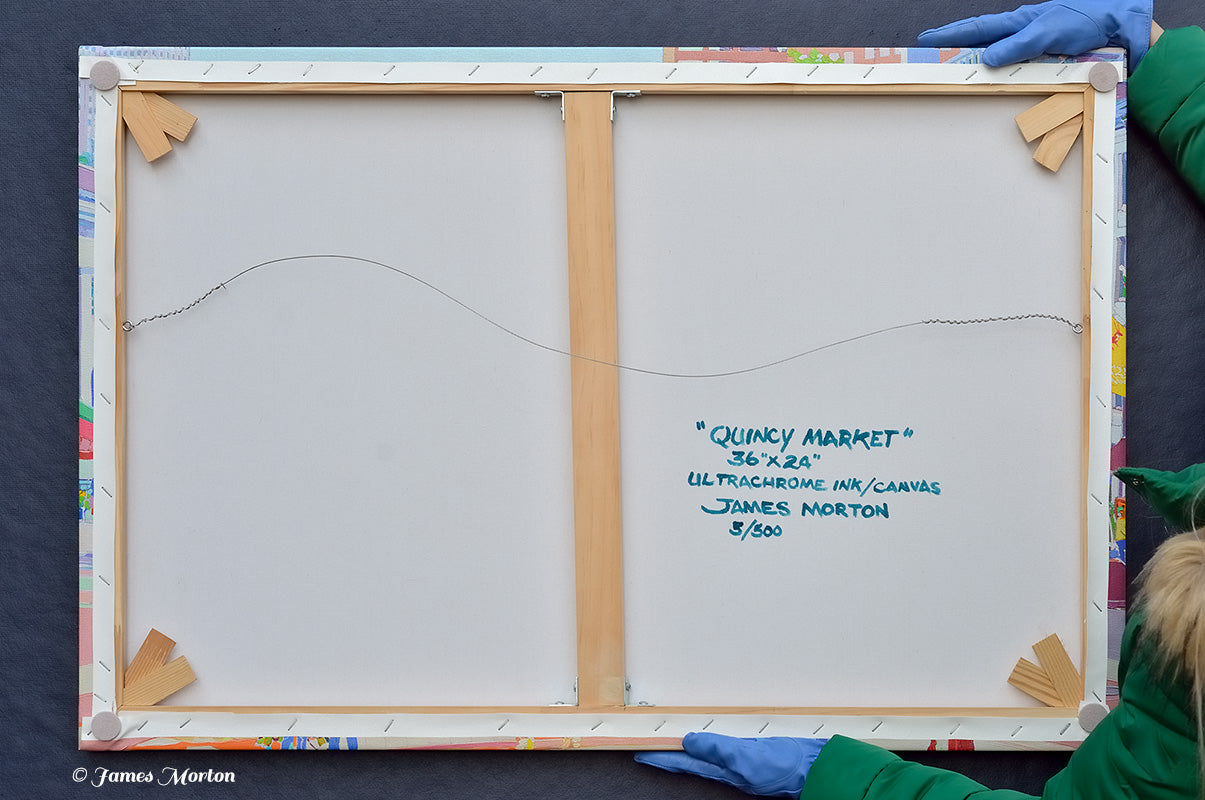 Quincy Market Boston Painting - Stretched Canvas Print - 36in x 24in - Ready to Ship