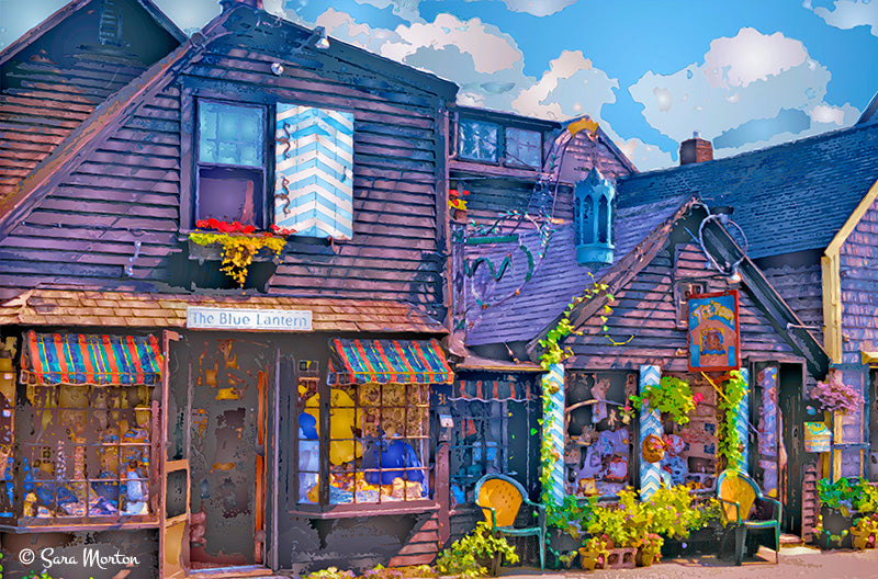 Rockport MA Art Print of The Blue Lantern Gift Shop in Bearskin Neck