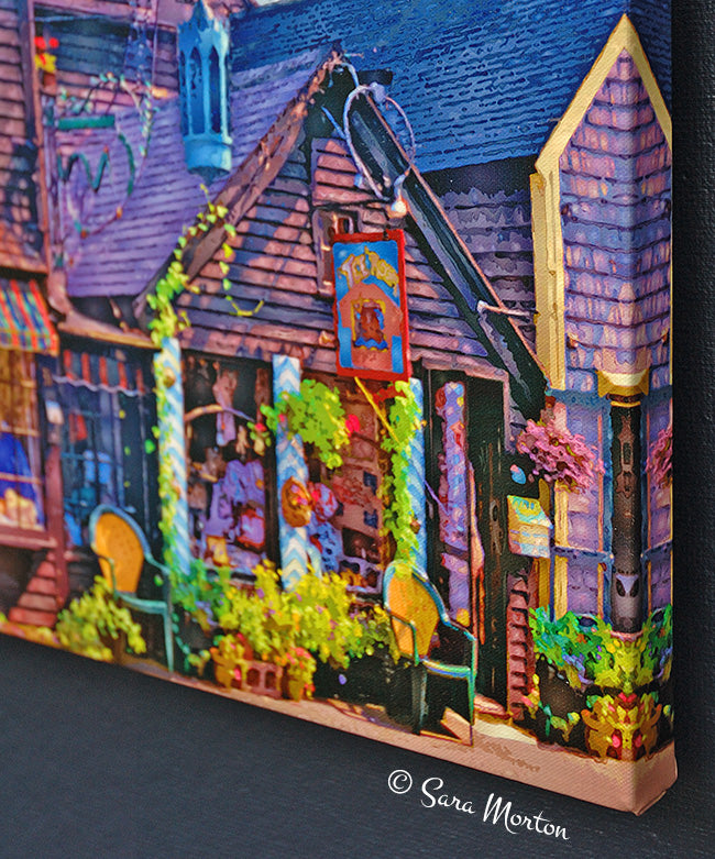 Rockport Blue Lantern gift shop canvas print, right side detail of image edge.