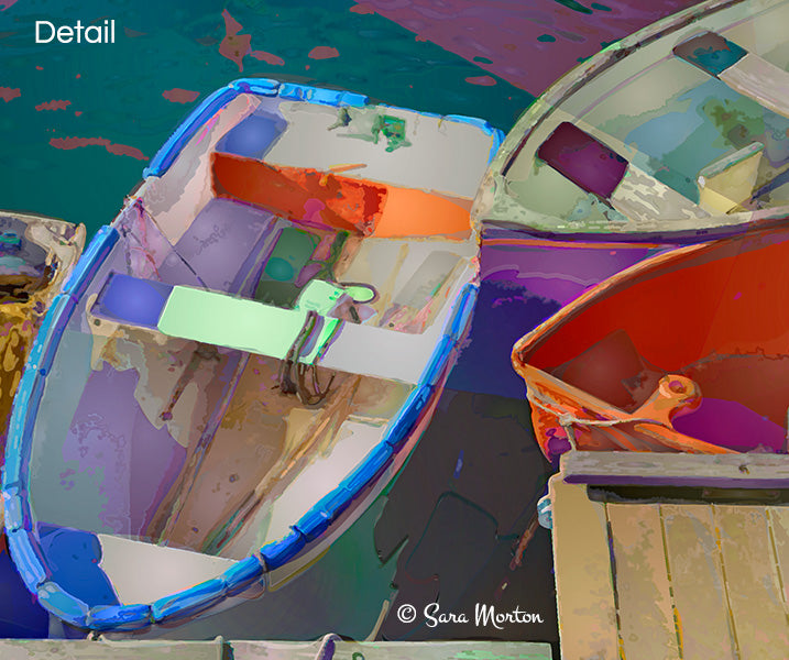 Fine Art Print of Boats in Rockport, MA Harbor - Dinghy Rowboats