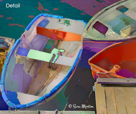 Fine Art Print of Boats in Rockport, MA Harbor - Dinghy Rowboats