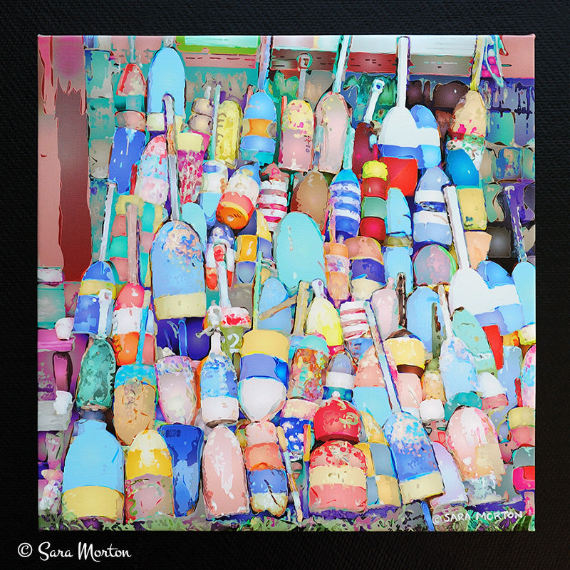 Canvas Coastal Art Print of Rockport MA Lobster Buoys