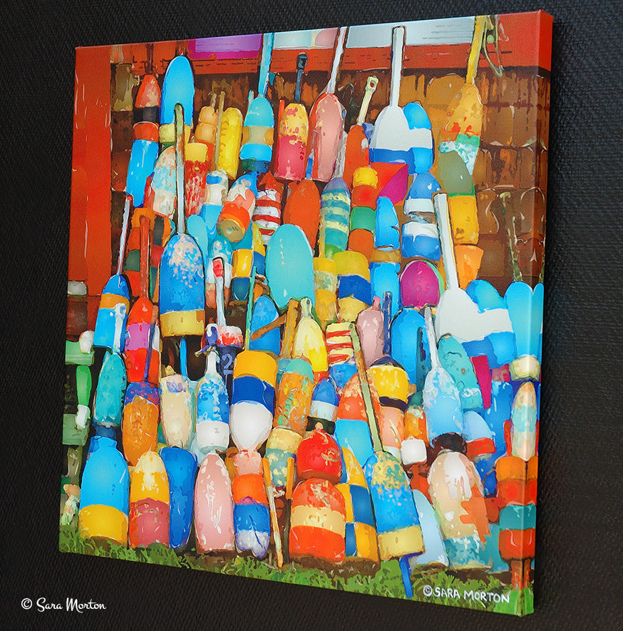 Right side angled view of Rockport Lobster Buoys limited edition canvas art print