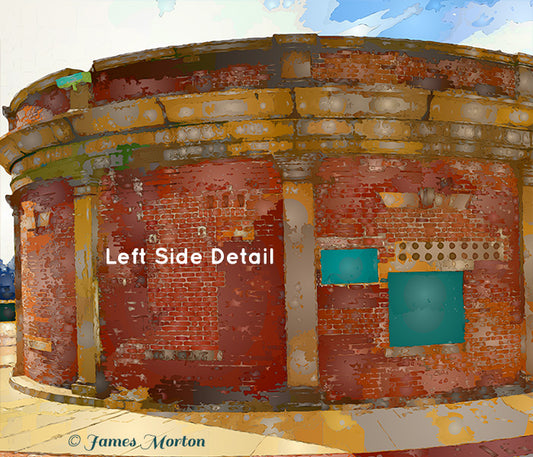 Detail of Charlestown Navy Yard print showing brickwork and architectural textures of historic Pumphouse 123