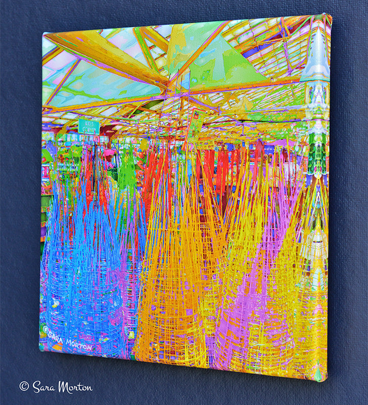 Abstract Art of Tomato Cages - Stretched Canvas Print 12in x 12in - Ready to Ship