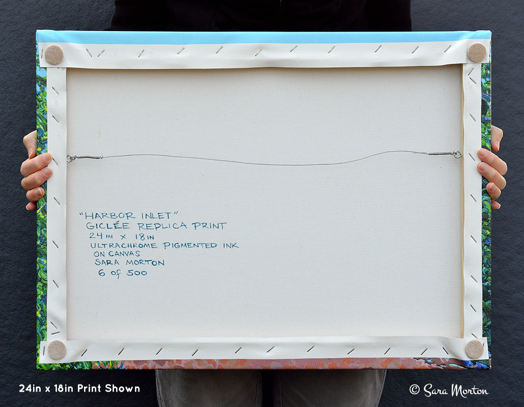 Painting of Rockport MA Harbor, Sandy Bay Yacht Club - 24in x 18in Stretched Canvas Print - Ready to Ship