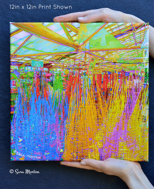 Abstract Art of Tomato Cages - Stretched Canvas Print 12in x 12in - Ready to Ship