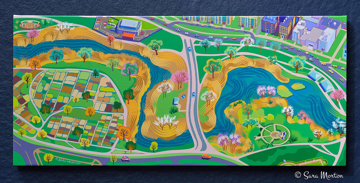 Boston Back Bay Fens Park Art Print on canvas by local Boston artist Sara Morton