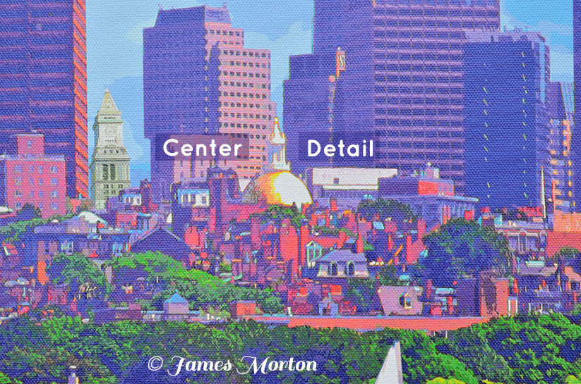 Detailed View of Boston’s State House Dome and Custom House Tower - City Sails Canvas Print.