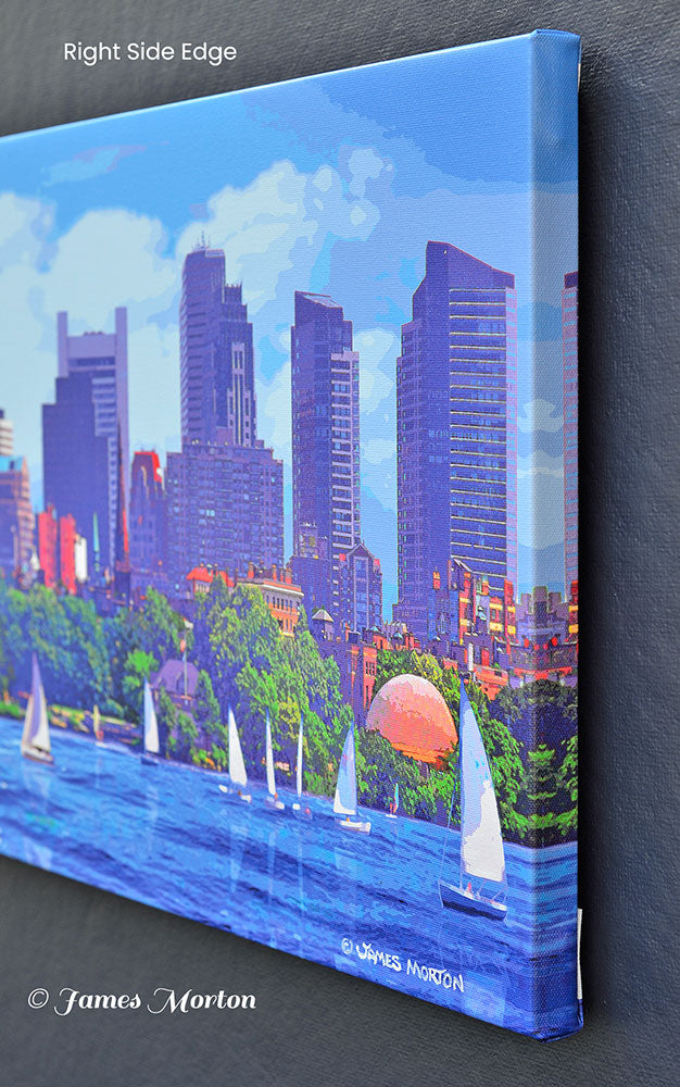 Iconic MDC Hatch Shell and Boston Skyline of Back Bay - City Sails Art Print on Canvas.