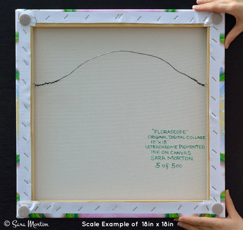 Butterflies and Flowers Kaleidoscope Collage Art Print - 18in x 18in Stretched Canvas Print