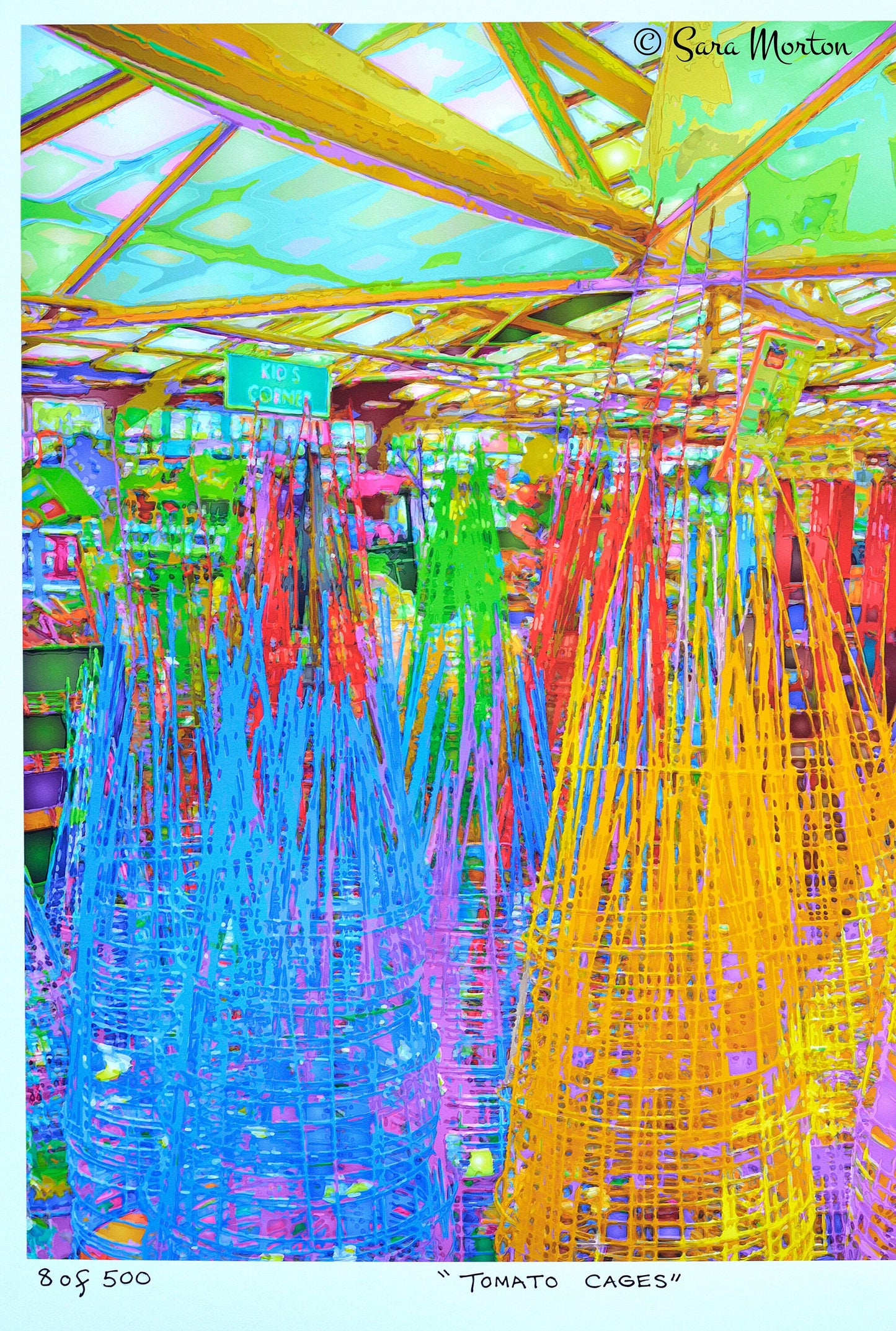 Tomato Cages Art Abstraction. 16in x 16in Print on Fine Art Paper. Ready to Ship