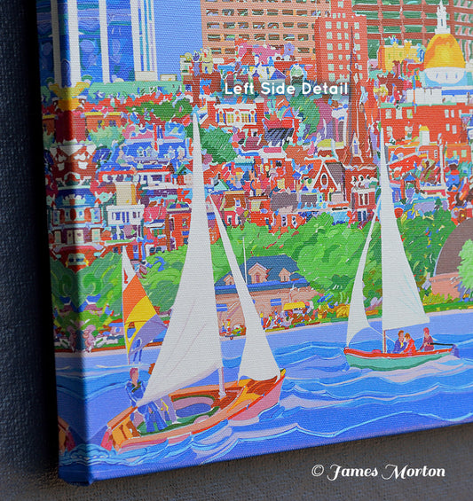 Beacon Hill Charles River Boston Skyline Canvas Print - 14" x 8" Stretched - Ready to Ship