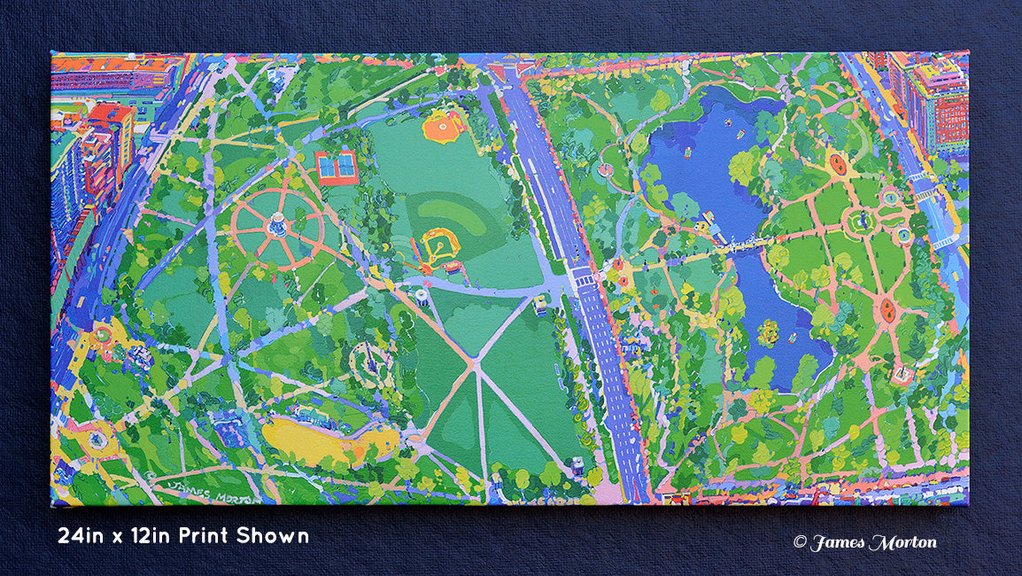 Fine art print of Boston Public Garden and Common featuring Boylston Street and the Soldiers and Sailors Monument 