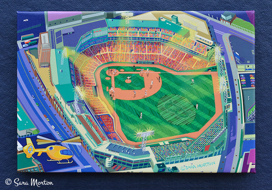 Fenway Park Boston Art Canvas Print.  15inx 10in Stretched Canvas. Ready to Ship.