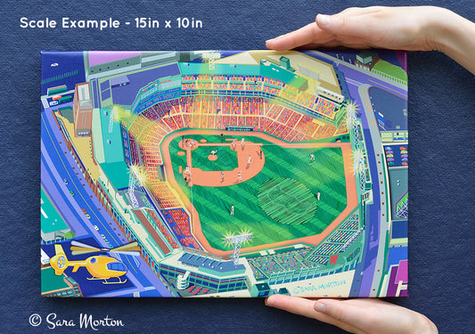 Fenway Park Boston Art Canvas Print.  15inx 10in Stretched Canvas. Ready to Ship.
