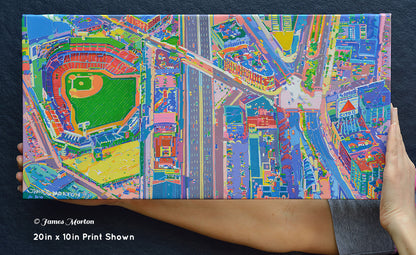 Front view of Fenway Park and Kenmore Square canvas art print – 20x10 ready to hang Boston painting