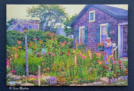 Front view of Rockport Antique Garden canvas print by Sara Morton. 