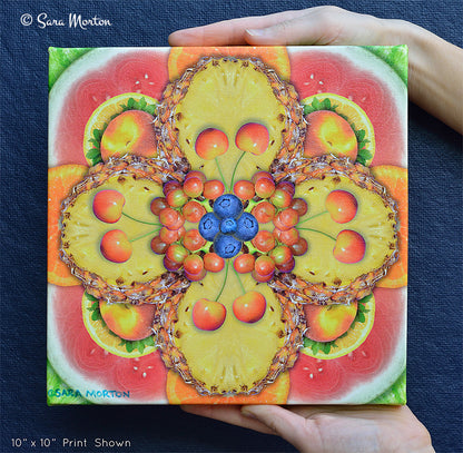 Fruit Art Print - Pineapple Pirouette - Kaleidoscope Collage