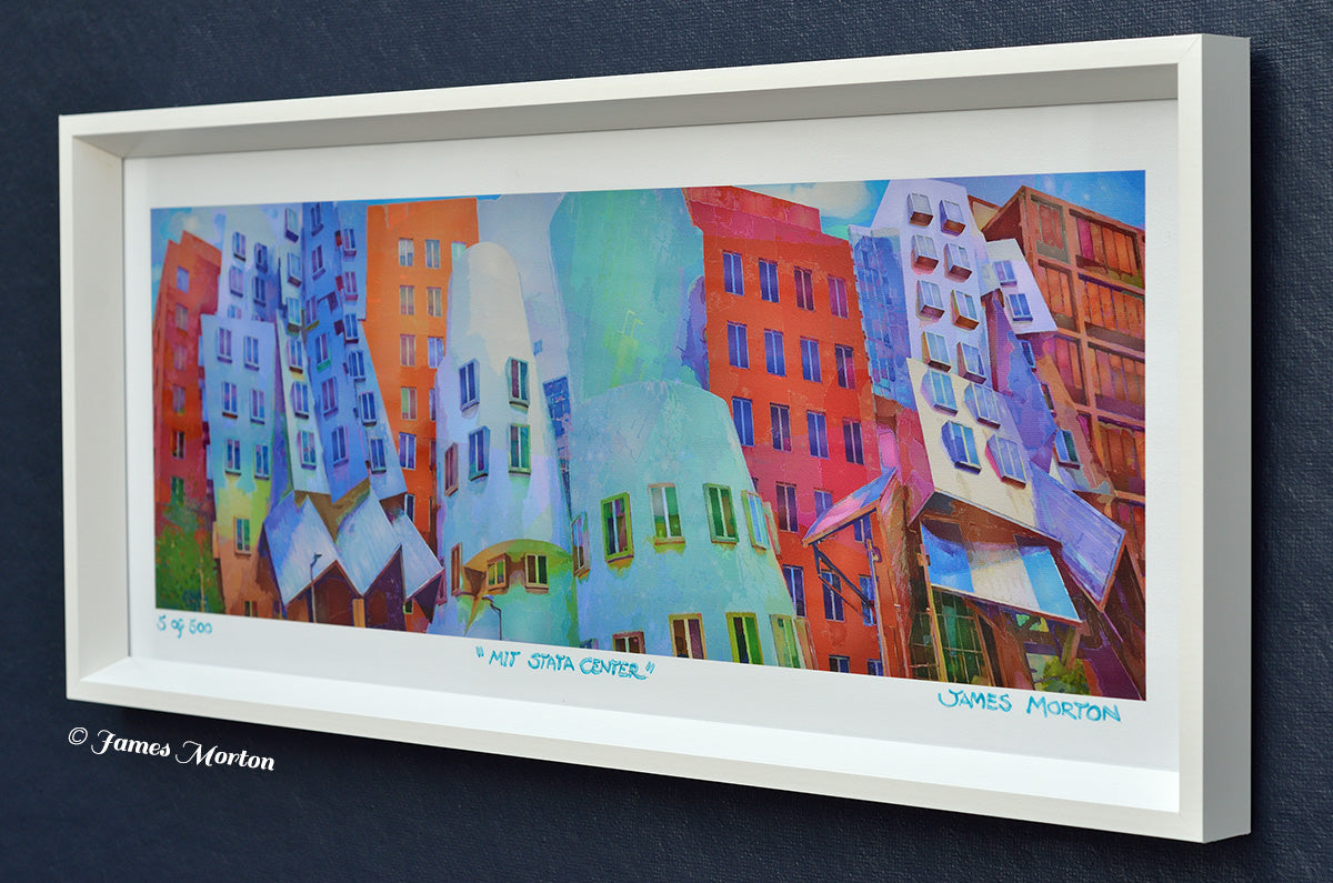 Detail of MIT Stata Center Canvas Art Print. Right Side, hand signed by the Artist James Morton.