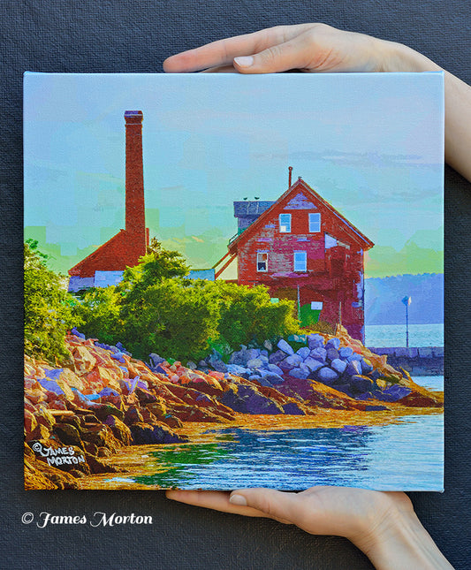 Old Paint Factory Gloucester MA Art Print- 12in x 12in Stretched Canvas Print - Ready To Ship