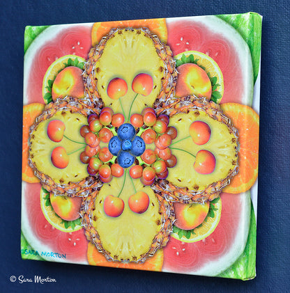 Fruit Art Print - Pineapple Pirouette - Kaleidoscope Collage