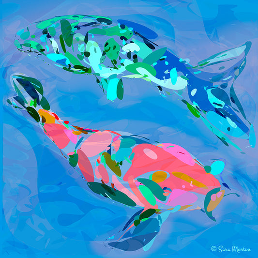 Pisces Aquazaic Fish - Abstract Art Print