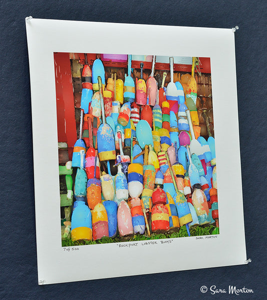 Art Print Rockport Lobster Buoys and Lobster Floats - 16in x 16in Watercolor Paper Print