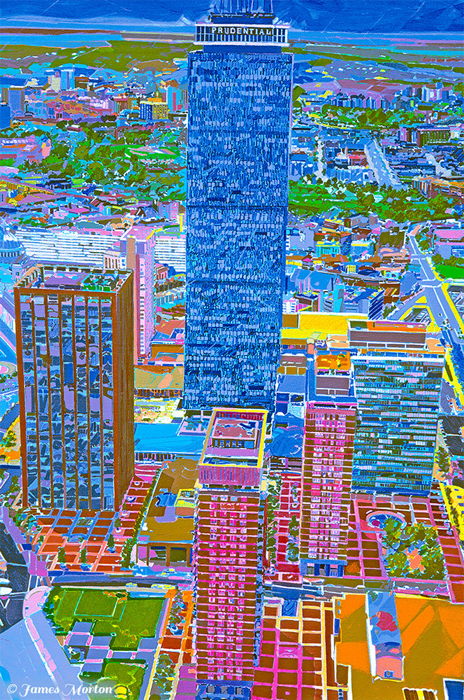 Prudential Tower Boston Painting. Fine Art Print of Prudential Building in Boston, MA